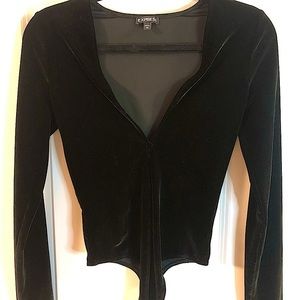 Express Velvet Plunge V-Neck Thong Bodysuit